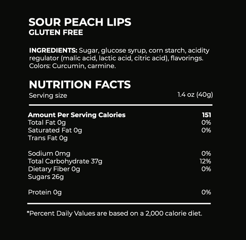 Sour Peach Lips Candy Ingredients